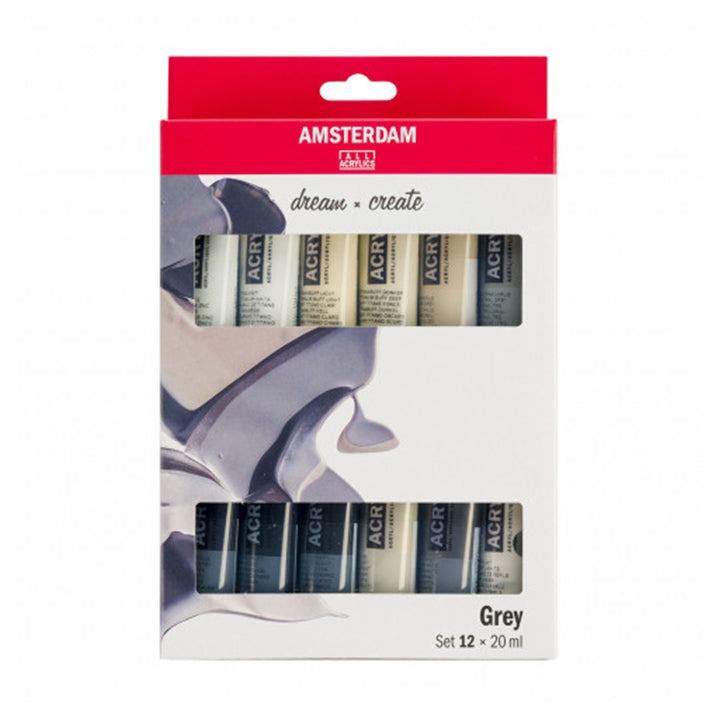 set culori acrilice amsterdam dream and create grey 12 x 20 ml ro rtl17820600