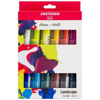 set culori acrilice amsterdam dream and create landscape 12 x 20 ml ro rtl17820602