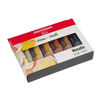 set culori acrilice amsterdam dream and create metallic 6 x 20 ml ro rtl17820501