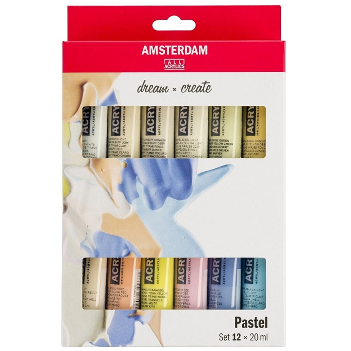 set culori acrilice amsterdam dream and create pastel 12 x 20 ml ro rtl17820601