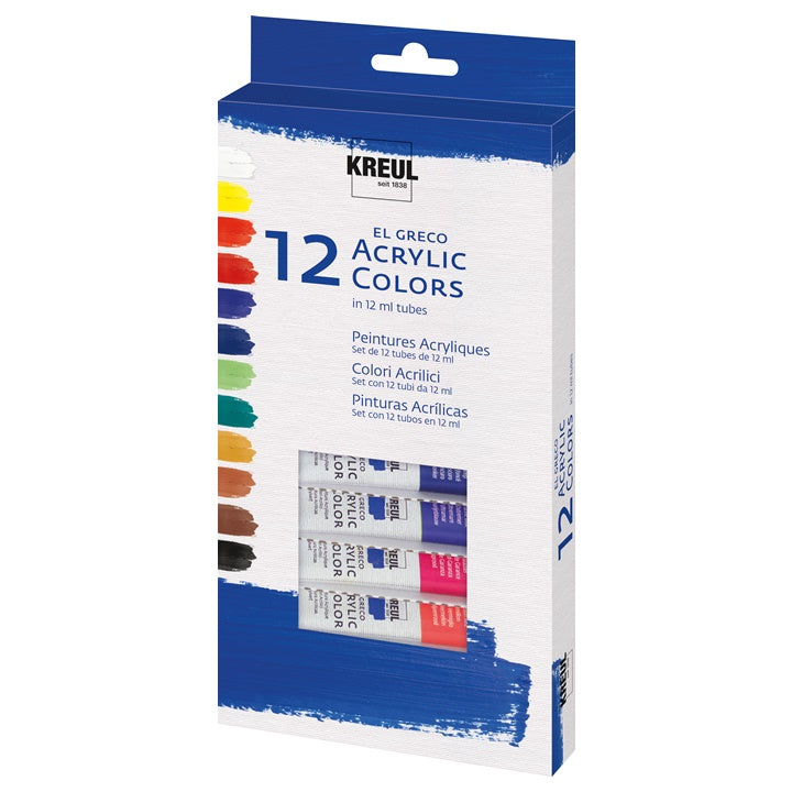 set culori acrilice el greco 12 x 12 ml ro krl28250