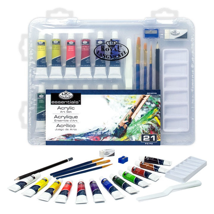 set culori acrilice essentials intr o valiza 21 piese ro rlgrset art3103