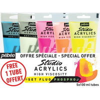 set culori acrilice fluorescente studio pebeo 5 buc ro pbo831602