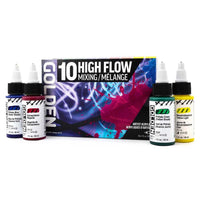 Set culori acrilice GOLDEN High Flow Mixing 10 x 30 ml