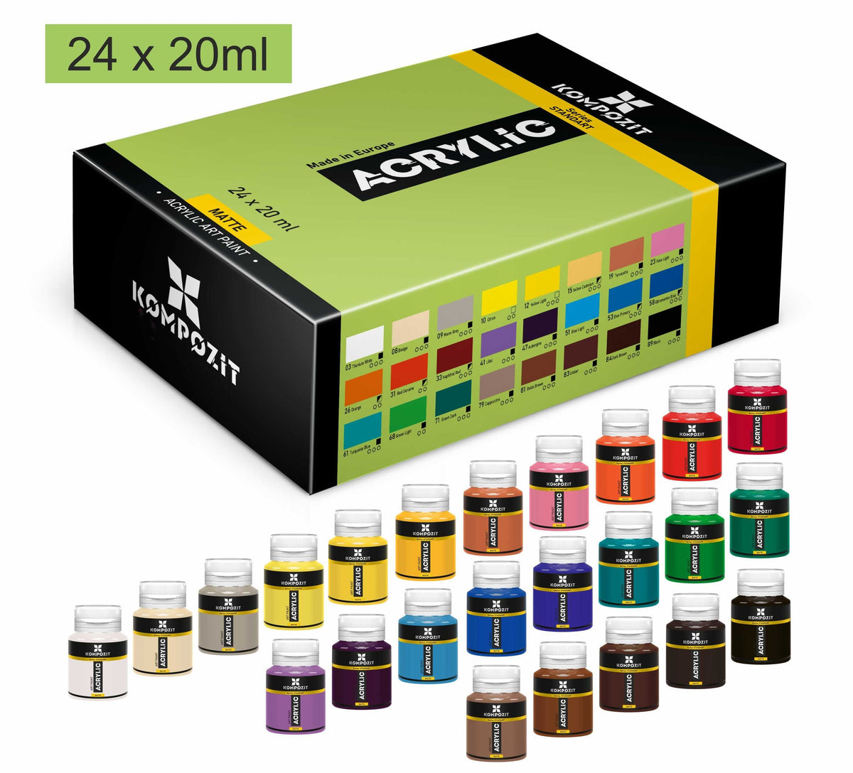 Set culori acrilice Kompozit STANDART 24 x 20 ml