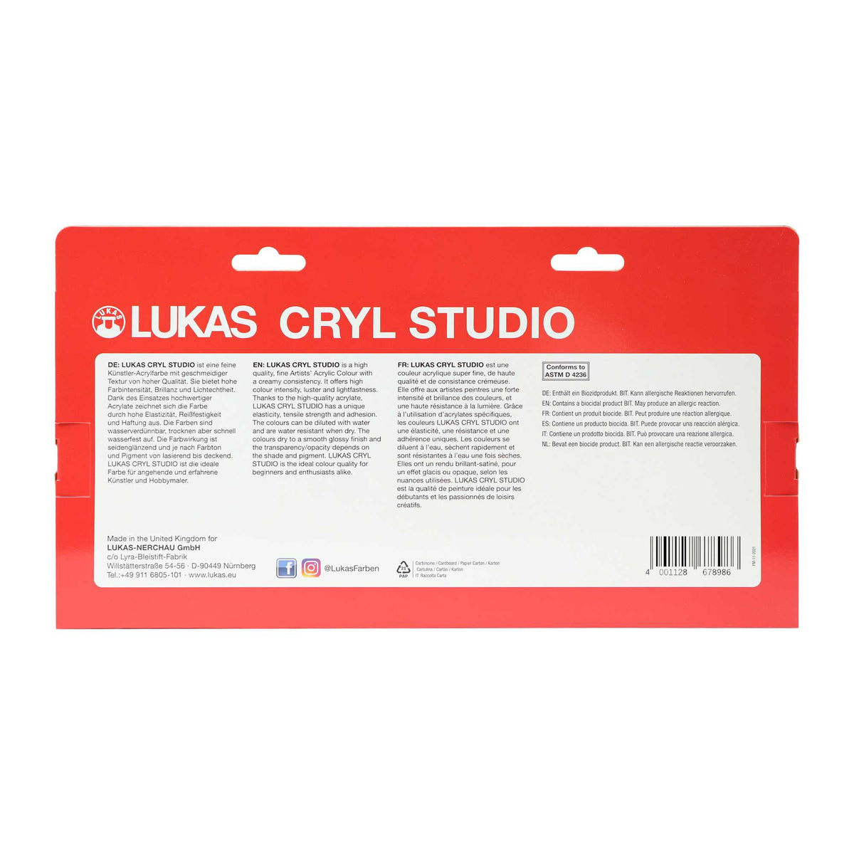 Set culori acrilice LUKAS Cryl Studio 9 x 100 ml