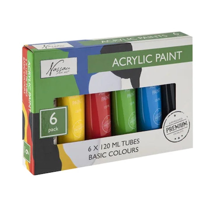 set culori acrilice nassau 6x120ml basic colours
