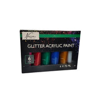 set culori acrilice nassau 6x75ml glitter
