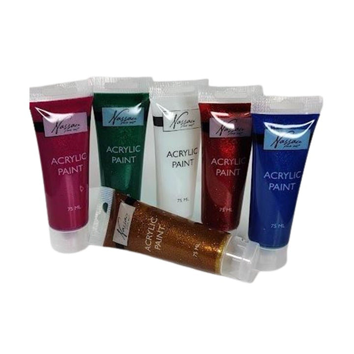 set culori acrilice nassau 6x75ml glitter