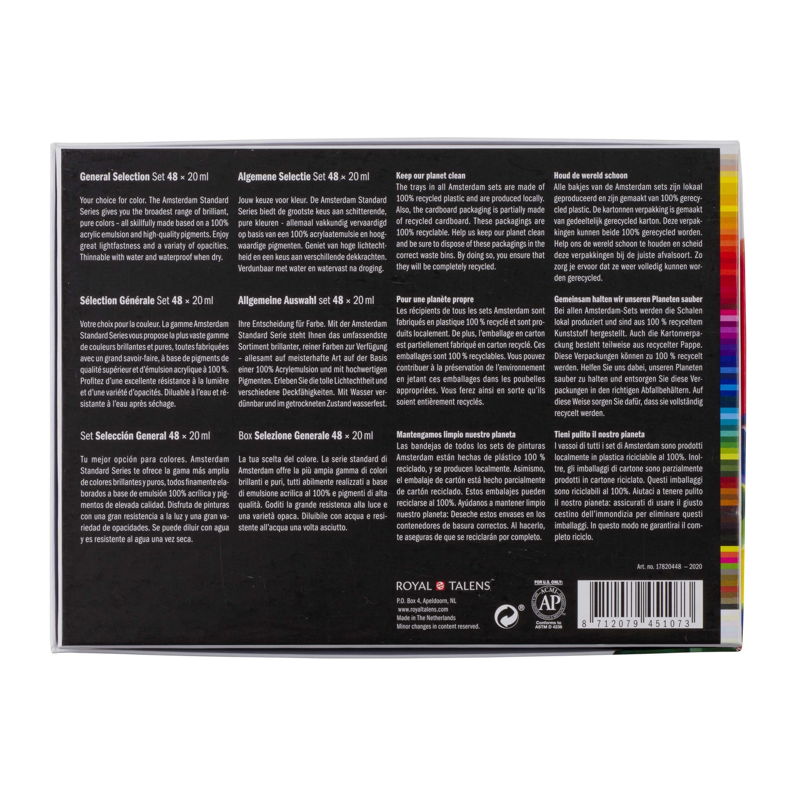 Set culori acrilice ROYAL TALENS Amsterdam General Selection 48 x 20 ml
