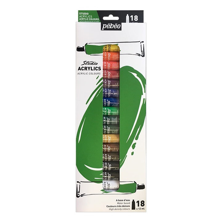set culori acrilice studio pebeo 18 x 12 ml ro pbo668710