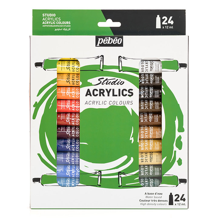 set culori acrilice studio pebeo 24 x 12 ml ro pbo668720