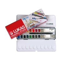 Set culori acuarelă LUKAS Studio în cutie metalică – 16 godete cu pensulă