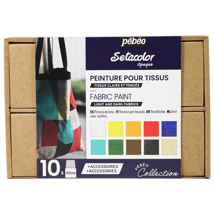 set culori pebeo pentru textile deschise si inchise setacolor opaque 10x45 ml ro pbo758482