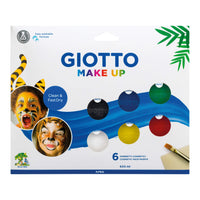 Set culori pentru pictură pe față GIOTTO Make Up 6 x 5 ml cu pensulă și burete