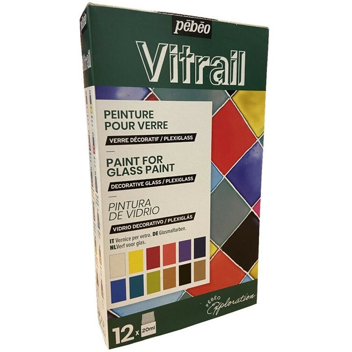 set culori pentru sticla pebeo vitrail 12 x 20ml ro pbo757421