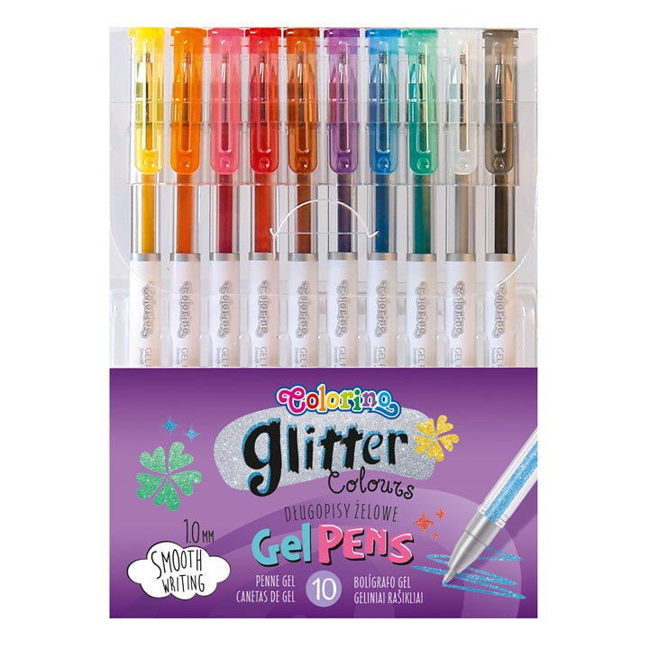 set de 10 pixuri gel cu sclipici colorino ro clrr80929ptr