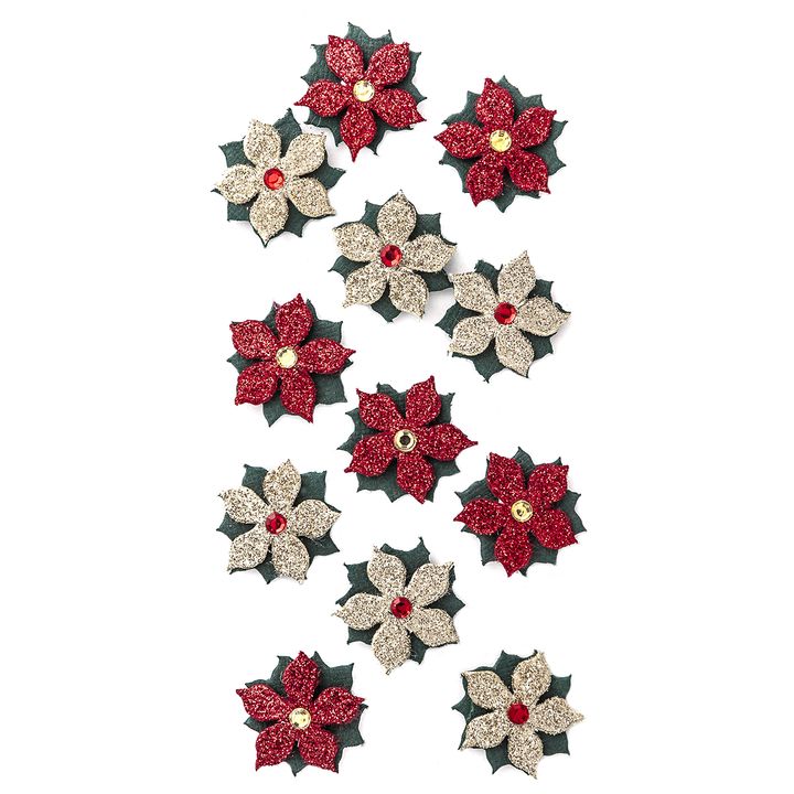 set de 12 autocolante 3d cu sclipici de craciun