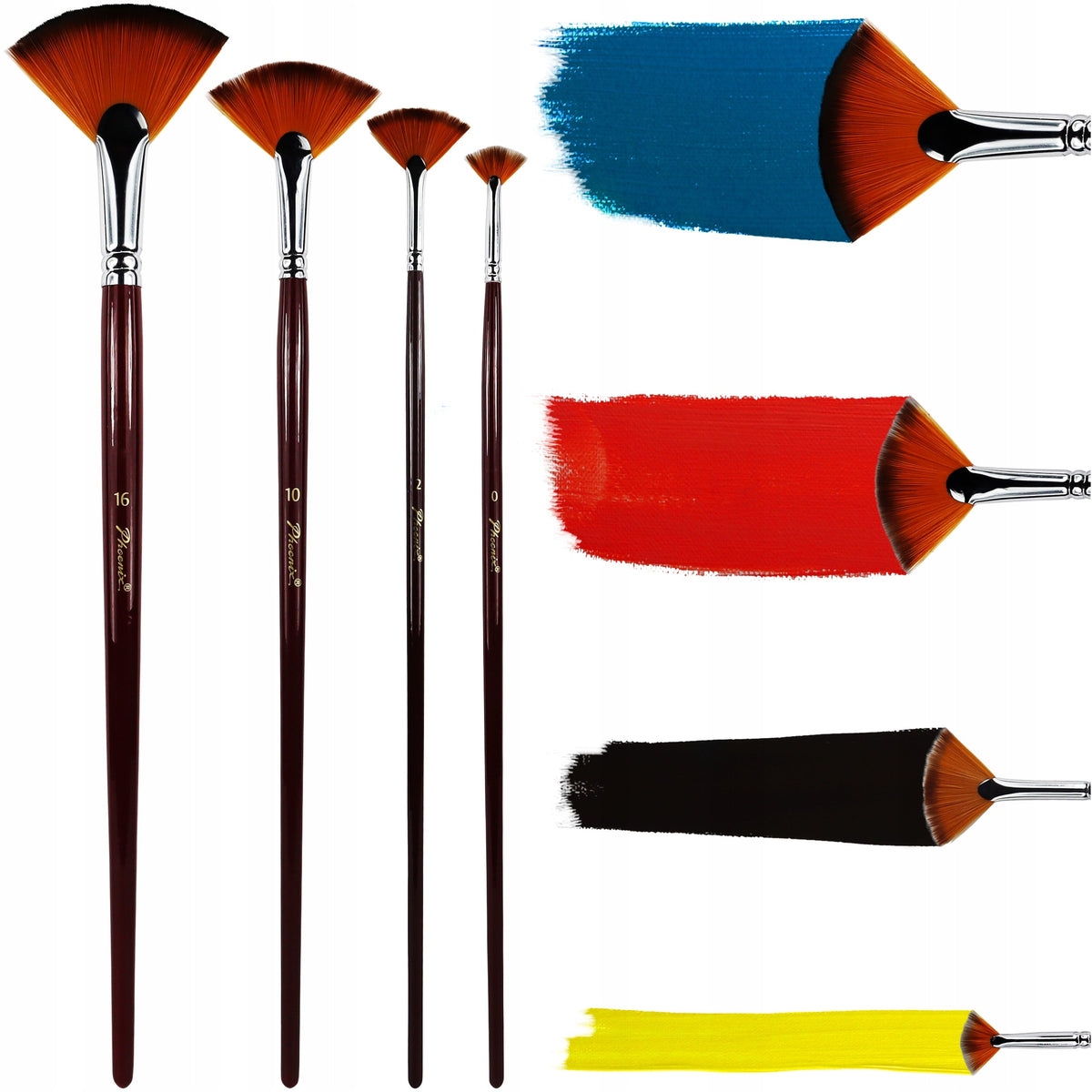 Set de 4 pensule evantai Phoenix