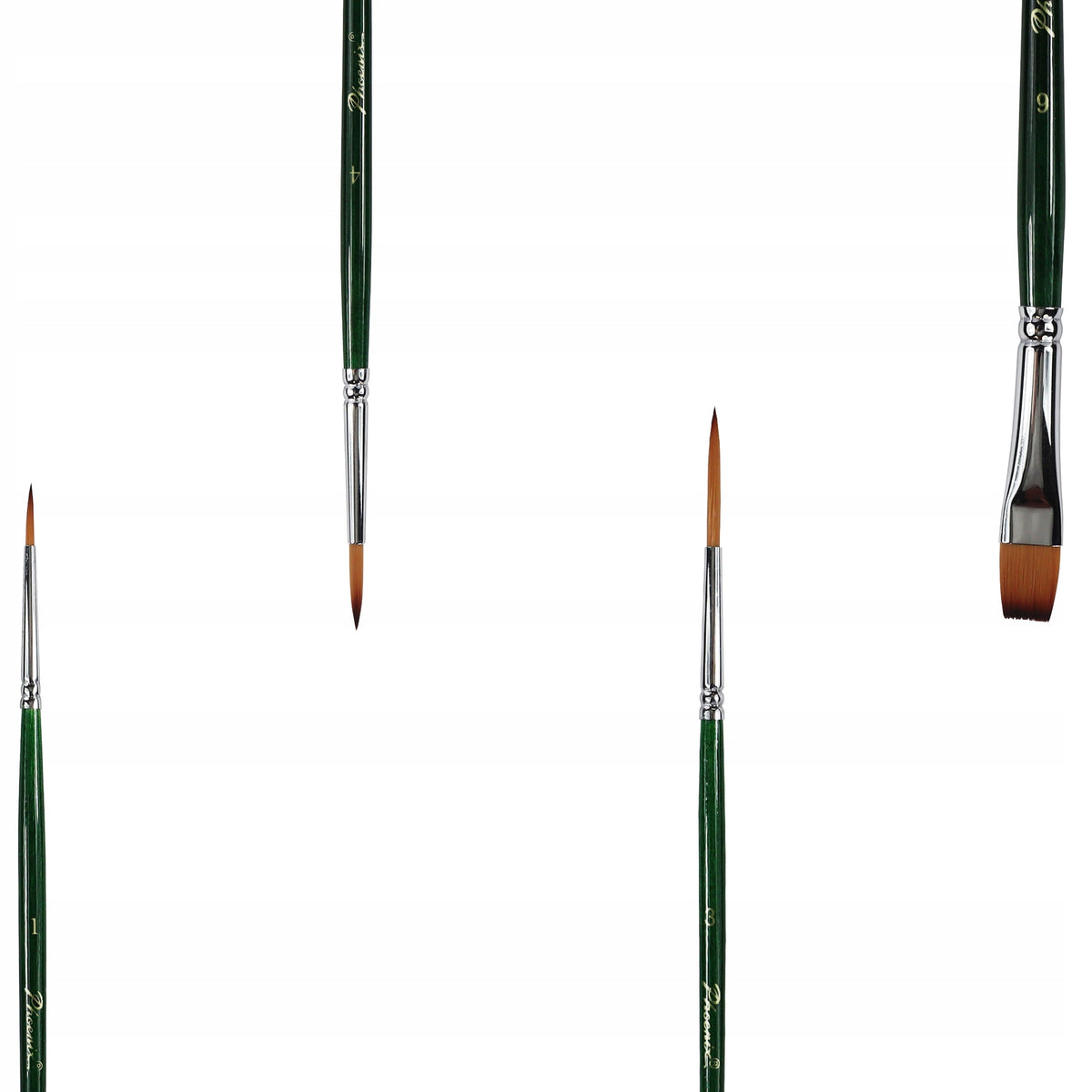 Set de 4 pensule Phoenix din nylon maro