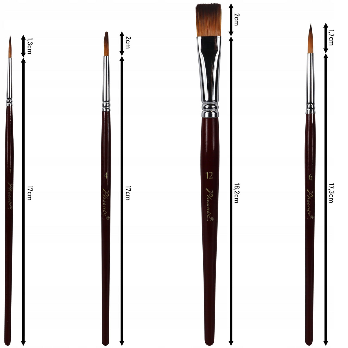 Set de 4 pensule sintetice Phoenix 6604S