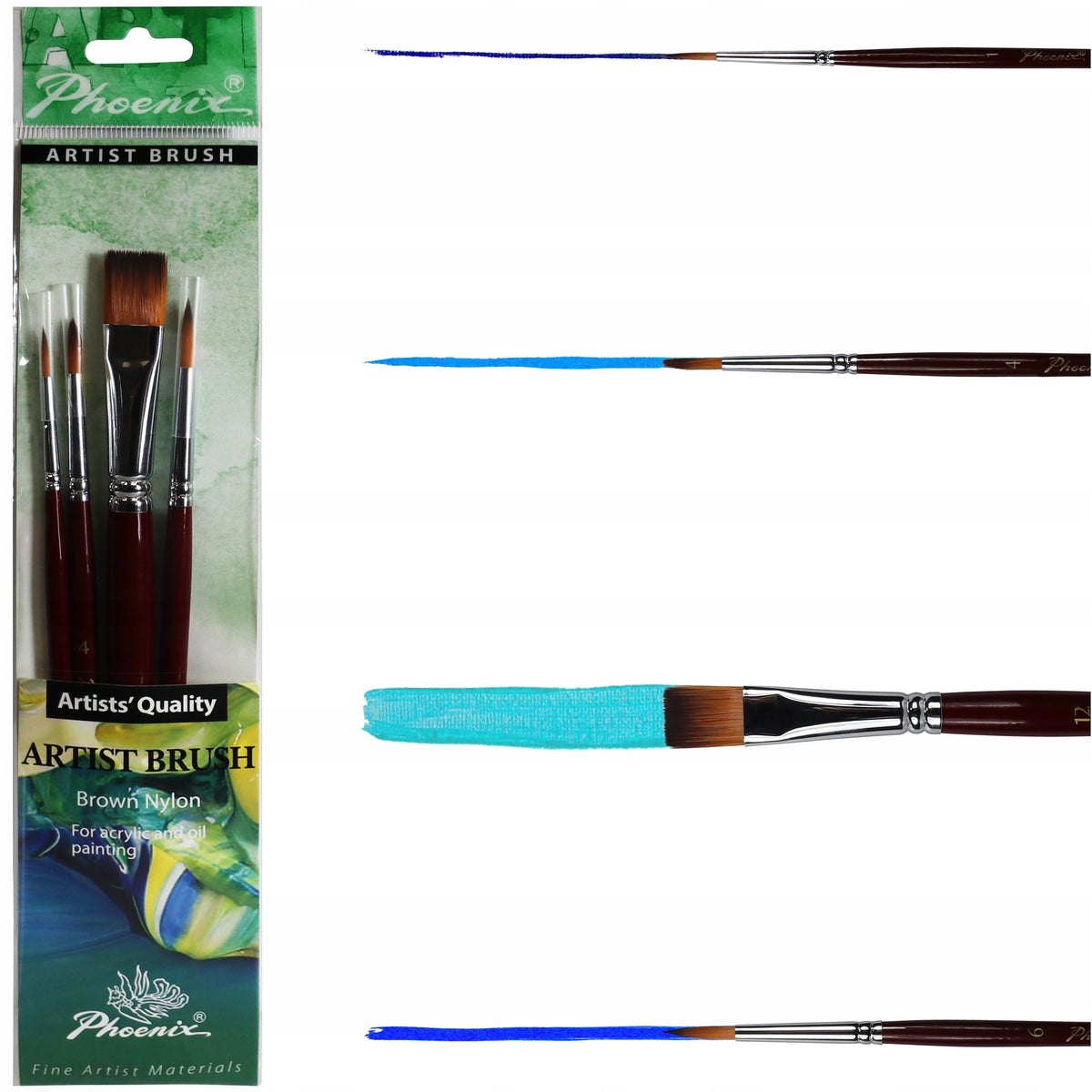 Set de 4 pensule sintetice Phoenix 6604S