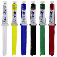 Set de 6 culori acrilice Phoenix, 6 x 12 ml, cu bloc, pensule și paletă