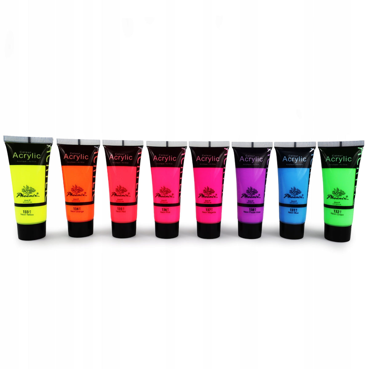 Set de 8 vopsele acrilice neon Phoenix, 8 x 21 ml