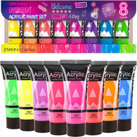 Set de 8 vopsele acrilice neon Phoenix, 8 x 21 ml