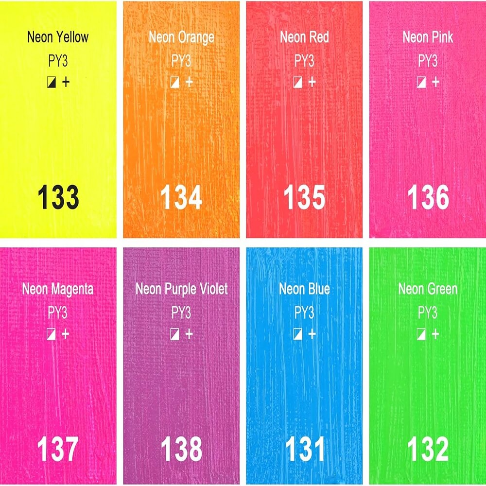 Set de 8 vopsele acrilice neon Phoenix, 8 x 21 ml