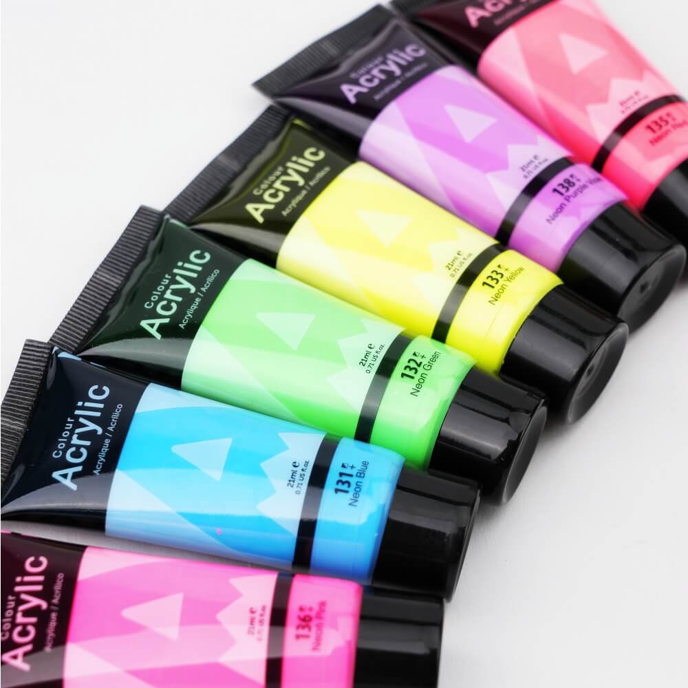 Set de 8 vopsele acrilice neon Phoenix, 8 x 21 ml