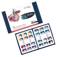 set de acuarele botanical 24 culori godete intregi carton rosa gallery