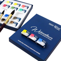set de acuarele classic 12 culori godete intregi carton rosa gallery