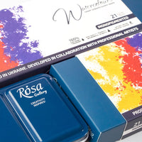 set de acuarele monopigmented rosa gallery carcasa metalica indigo 21 culori godete intregi