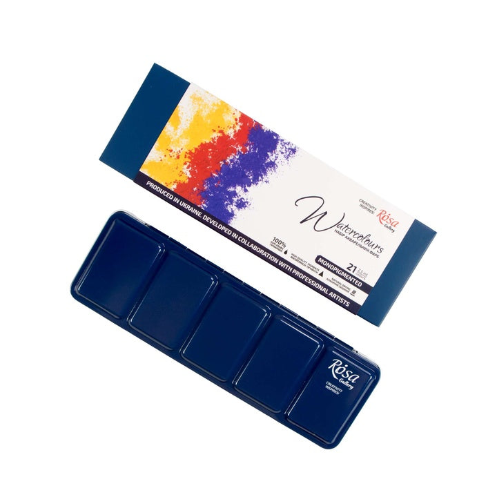 set de acuarele monopigmented rosa gallery carcasa metalica indigo 21 culori godete intregi