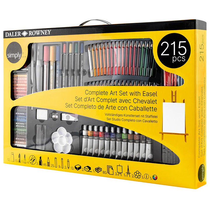set de arta daler rowney cu panza si sevalet 215 piese ro dlr196500215