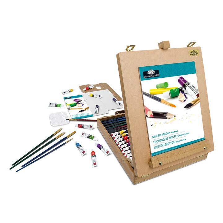 set de arta mixed media in cutie din lemn 48 de piese ro rlgrea6048
