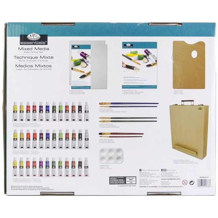 set de arta mixed media in cutie din lemn 48 de piese ro rlgrea6048