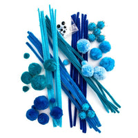Set de artizanat creativ - 80 de piese - albastru