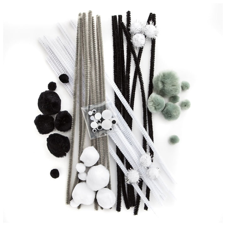 Set de artizanat creativ - 80 de piese - Alb și negru