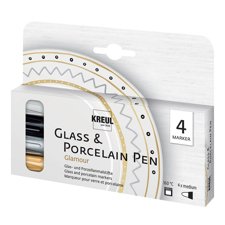 set de carioci pentru sticla si portelan kreul glamour 4 buc ro krl16431