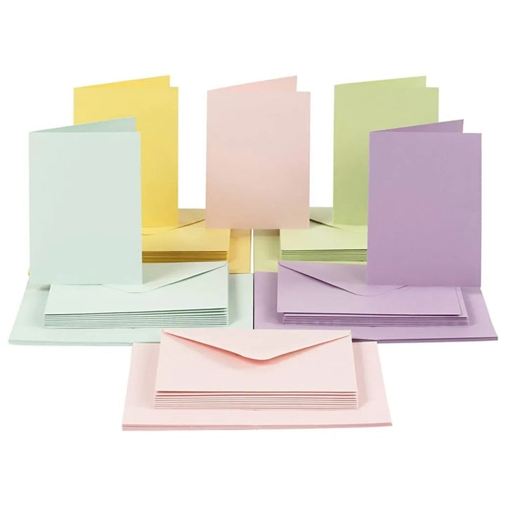 set de carti postale pastelate si plicuri 10 5x15 cm 50 buc ro cch23114