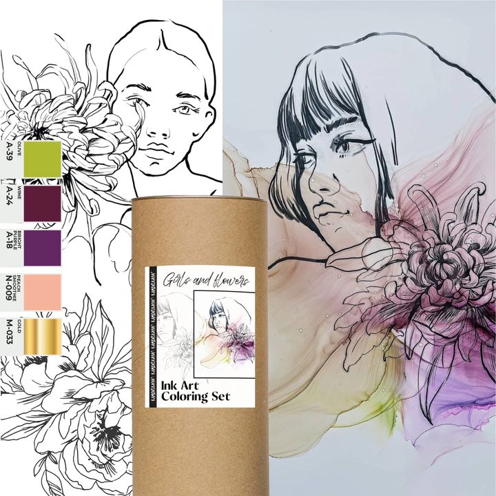 set de cerneala kamenskaya girls and flowers ro kmngandf