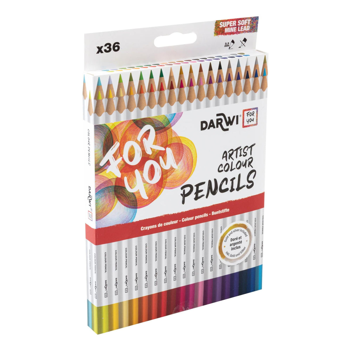 Set de creioane colorate DARWI 36 buc