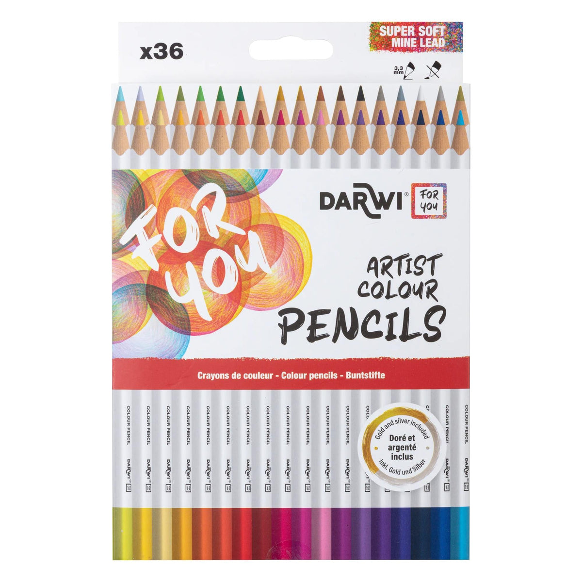 Set de creioane colorate DARWI 36 buc