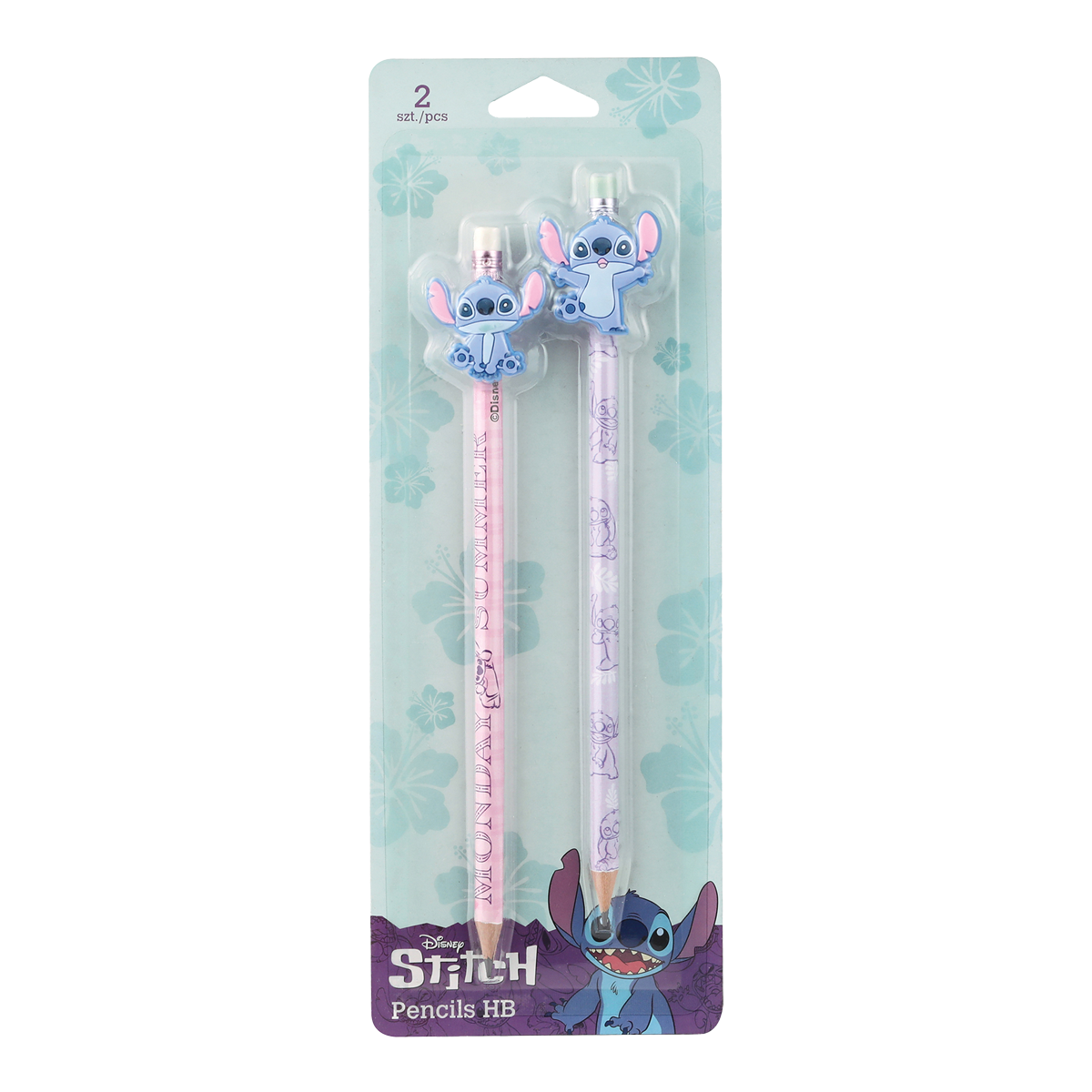 Set de creioane Colorino Stitch Pastel 3, rotunde cu radieră