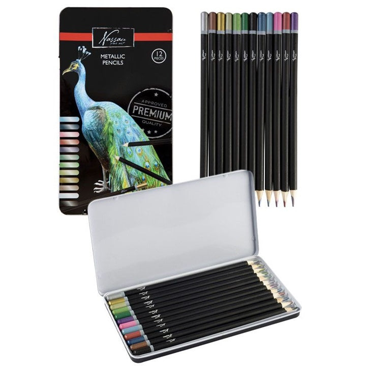 set de creioane metalice nassau fine art 12 piese ro rmsar0207 ge