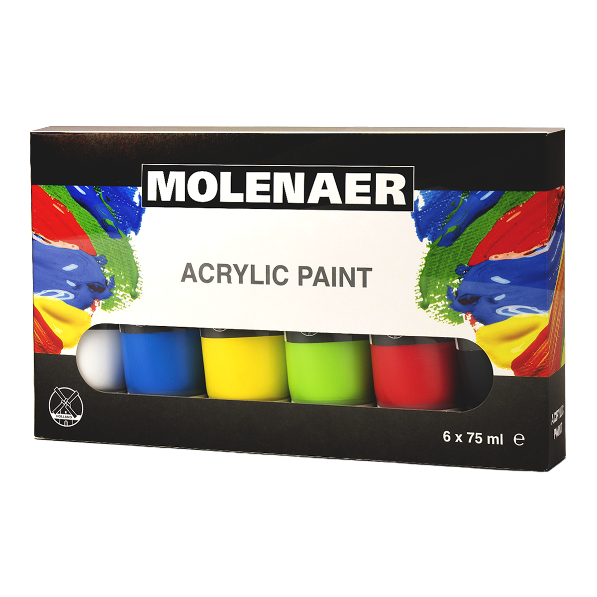 Set de culori acrilice Molenaer 6 x 75 ml - culori asortate
