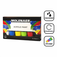Set de culori acrilice Molenaer 6 x 75 ml - culori asortate
