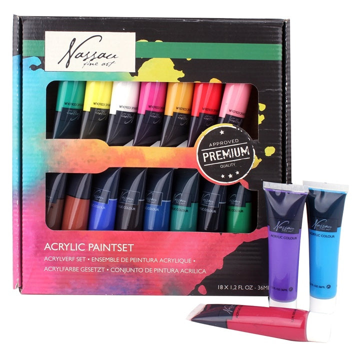 set de culori acrilice nassau fine art 18 x 36 ml ro rmsar0701geg